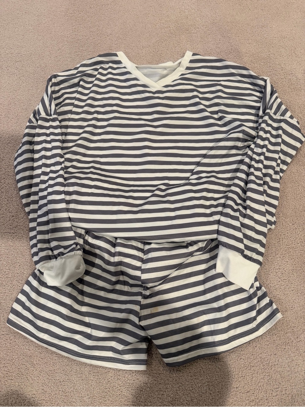 Amazon Women’s gray and White Striped Lounge Set